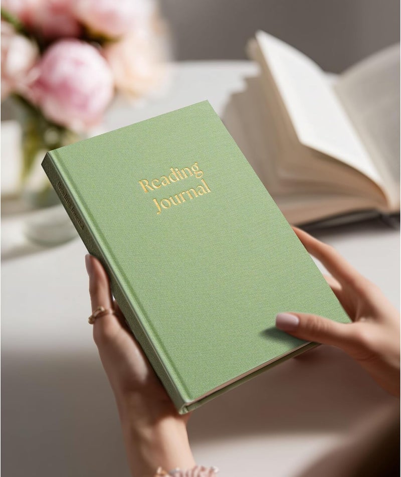 Paperell Reading Journal - 52 Reviews - Book Journal Gift for Book Lovers - Review, Log & Track Your Reading - Avid Readers Accessories - Linen Hardcover - Sage Green - Image 4